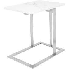 Side Table-Dell-White Marble/Silver