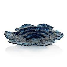 Plate-Oyster Rock/Blue Marble Glass