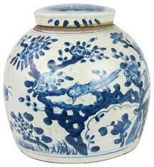 Vase-Blue/White-Vintage Ming-L