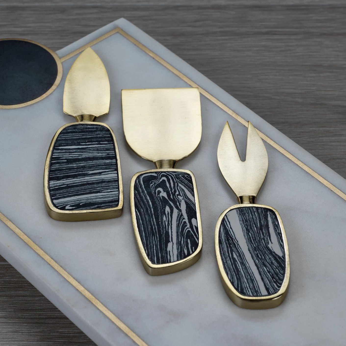 Cheese Set-Black/Gold-Amalfi