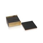 Coasters-Ribbed Black Bone-Set of 4 w Tray