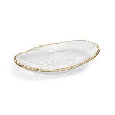 Bowl-Clear Textured-Gold Rim
