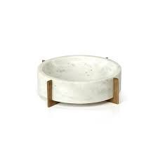 Bowl-White Marble/Metal Base