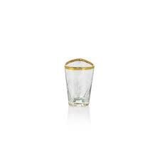 Shot Glass-Clear/Gold Rim-Triangular