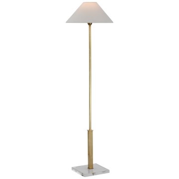 Floor Lamp-Rubbed Antique Brass-Crystal/Linen