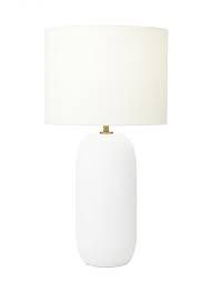 Table Lamp-White-Groved Base-Slim