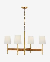 Chandelier-Antique Brass/Dark Rattan/Linen