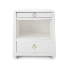 Side Table-White-Two Drawers