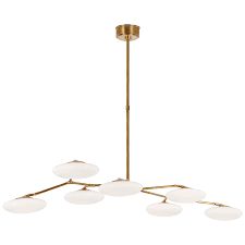 Chandelier-White Glass/Brass-Articulating