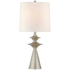 Table Lamp-Burnished Silver/White Linen