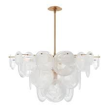 Chandelier-Gold/White Glass-L