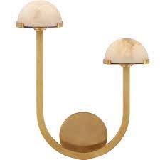 Sconce-Alabaster/Burnished Brass-Asym