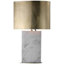 Table Lamp-White Marble/Burnished Brass