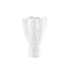 Vase-White Porcelain-Striated-Tall