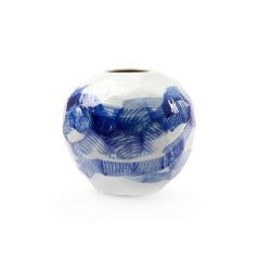 Vase-Blue n White-Round