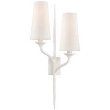 Sconce-White Plaster/Linen-Left
