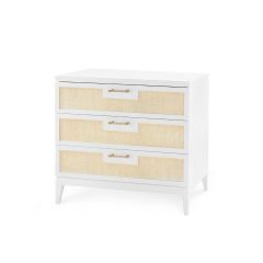 Side Table-Lacquer/Grasscloth-3 Drawer