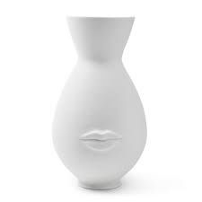 Vase-White-Mustache/Lip