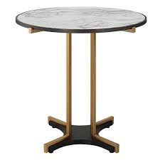 Side Table-Arabescato/Satin Brass-Round
