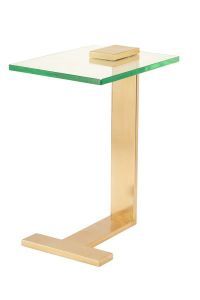 Side Table-Brushed Brass-L Shape