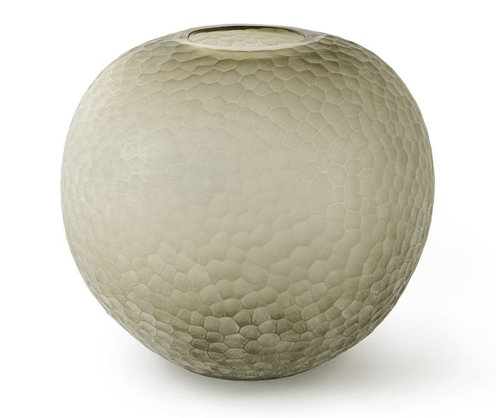 Vase-Taupe-Chiseled Glass-L