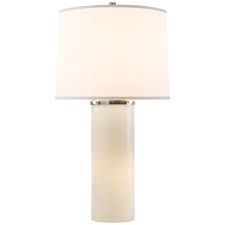 Table Lamp-White Glass/Silk Shade
