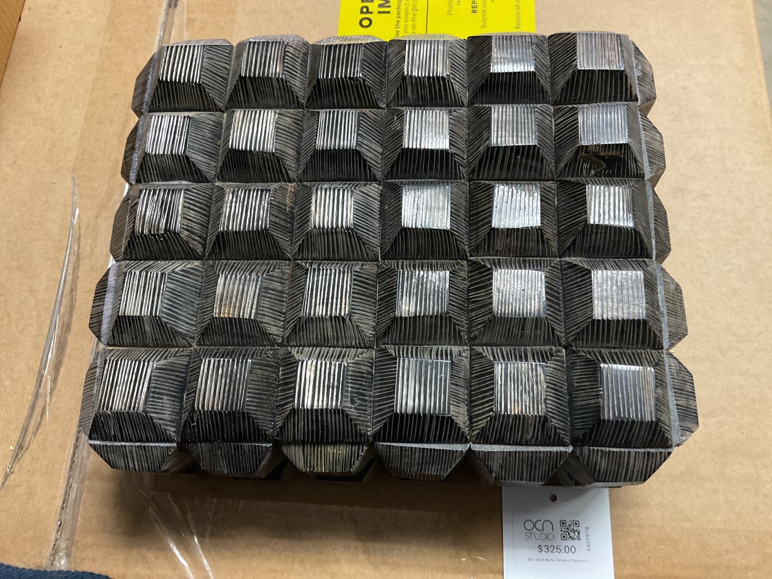 Box-Dark Bone-Striated Squares-L