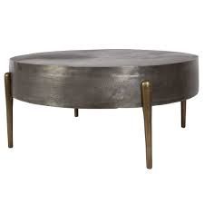 Coffee Table-Gunmetal/Brass-Round