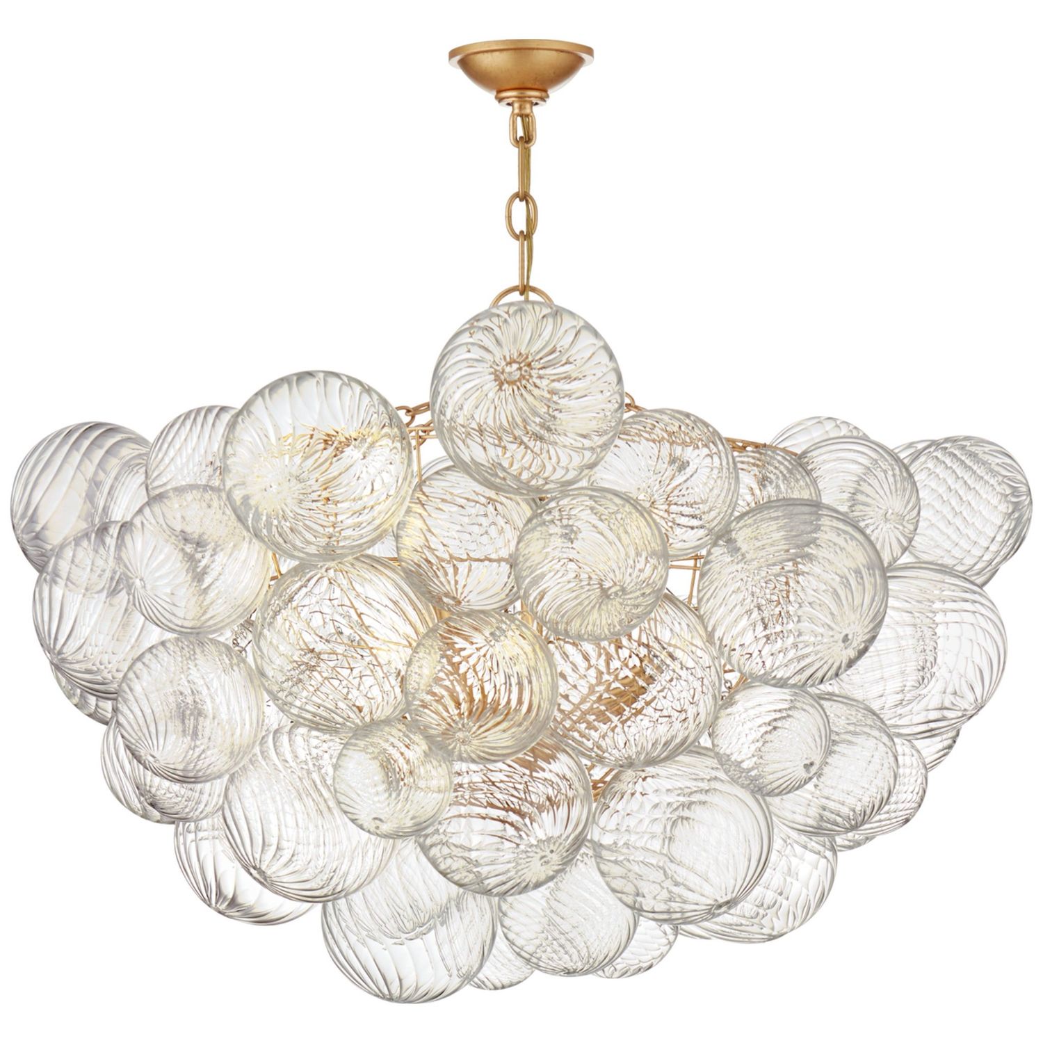 Chandelier-Gold/Swirled Glass-L