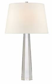 Table Lamp-Crystal/Linen-Octagonal
