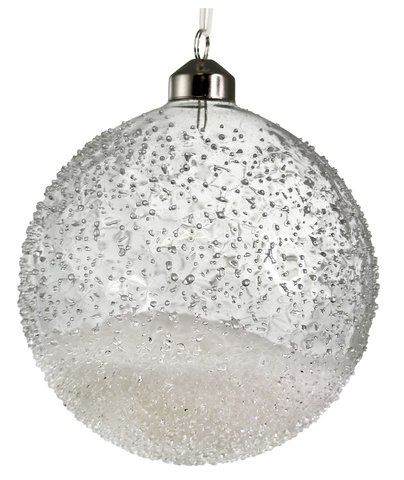 ChrOrn-Glass Ball Iced/Snow Clear-12cm