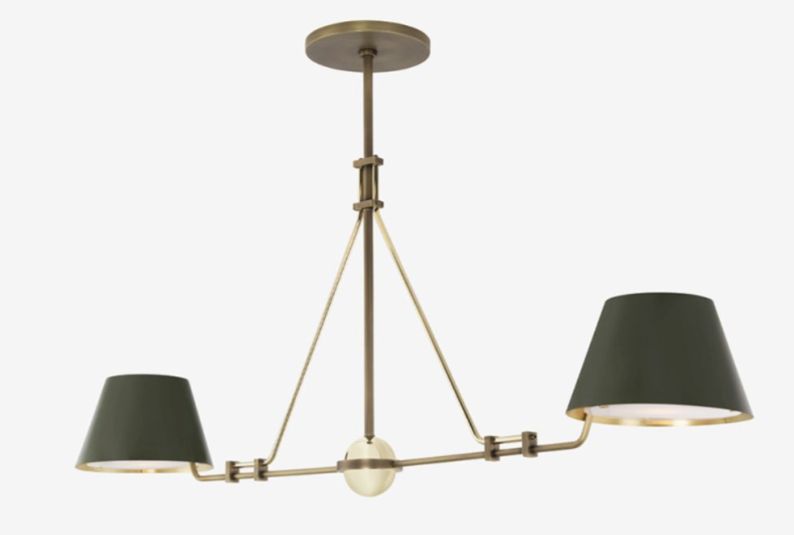 Chandelier-Brass/Lake Blue Shade