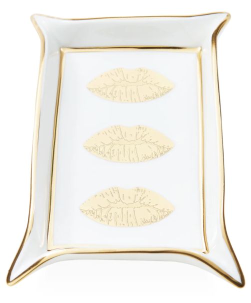 Tray-White/Gold-Lips