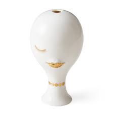 Vase-Matte White/Gold-Mouth n Eye