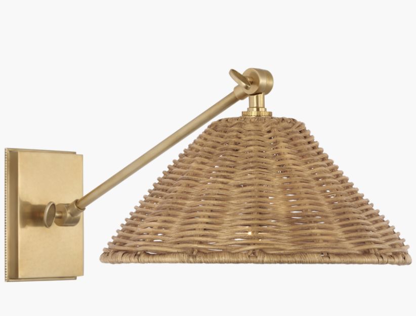 Wall Light-Brass/Natural Wicker