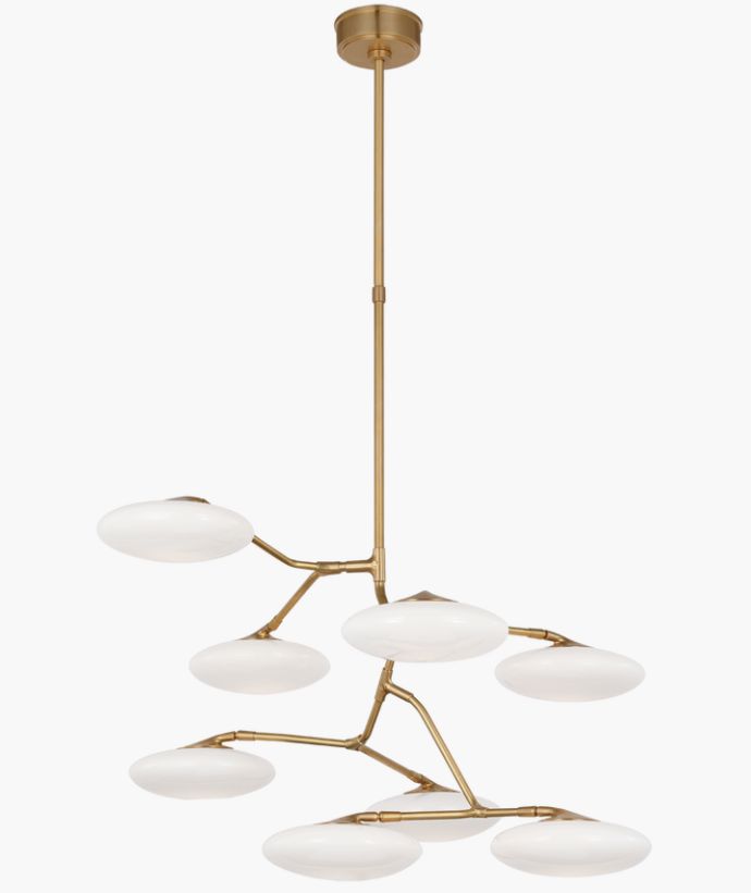 Chandelier-Brass/White Glass-Entry