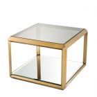 Side Table-Glass/Brass-Cube