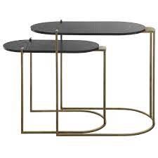 Side Table-Bronze/Black-Oval-L