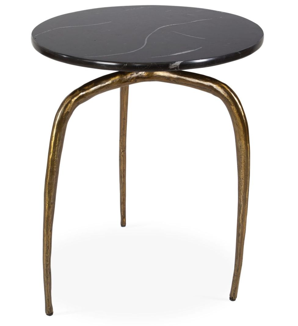 Side Table-Black Marble-Round