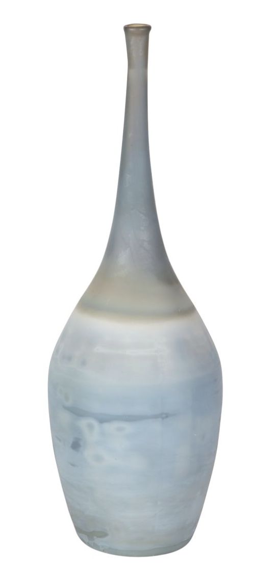 Vase-Acqua Blue/White-Layers-20in