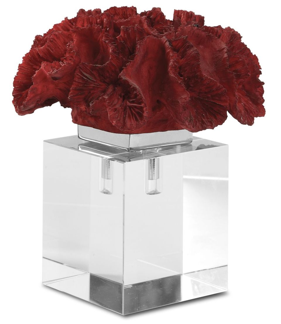 Sculpture-Red Coral/Crystal Base