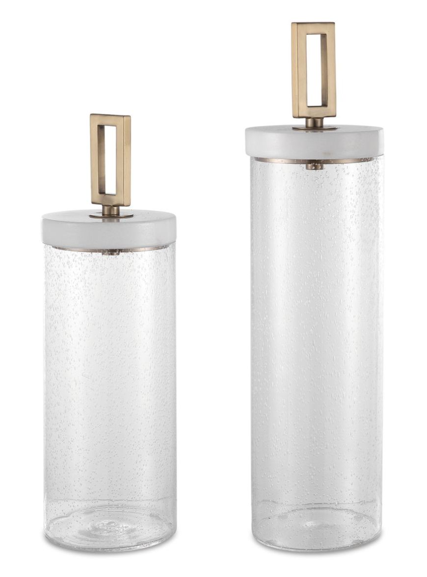 Vase-Clear Glass/Marble Lid-m