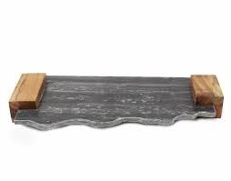 Tray-Grey Marble/Acacia Handles