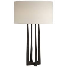 Table Lamp-Aged Iron-Percale Shade