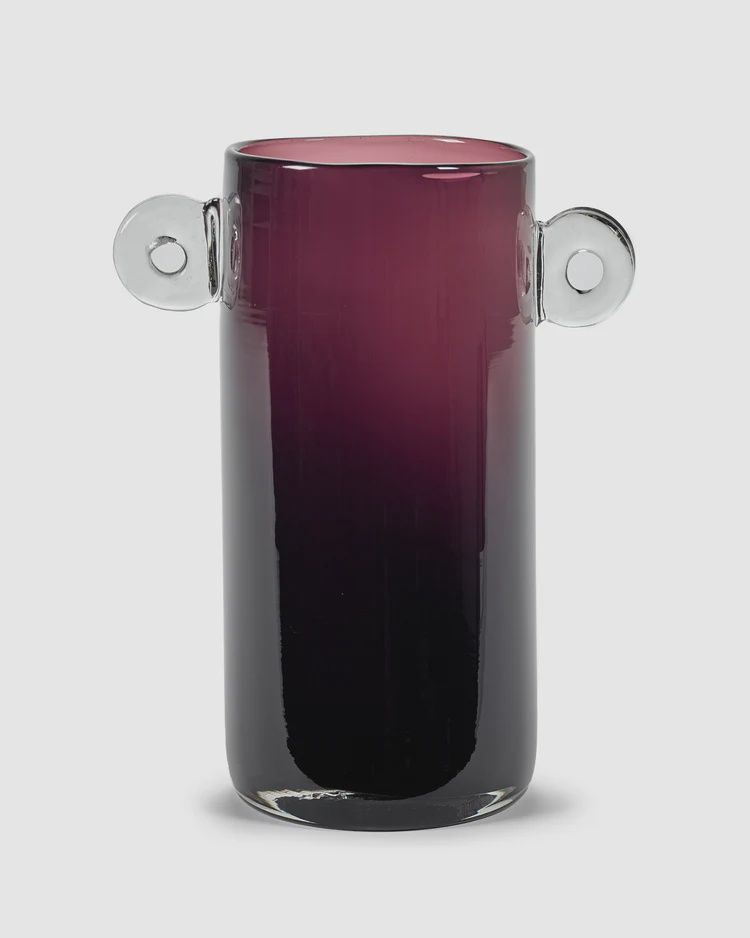 Vase-Aubergine/Clear Handles-L