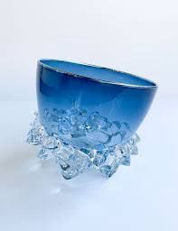 Vase-Opal Blue-Jagged Base
