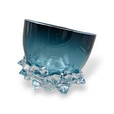 Vase-Steel Blue-Jagged Base