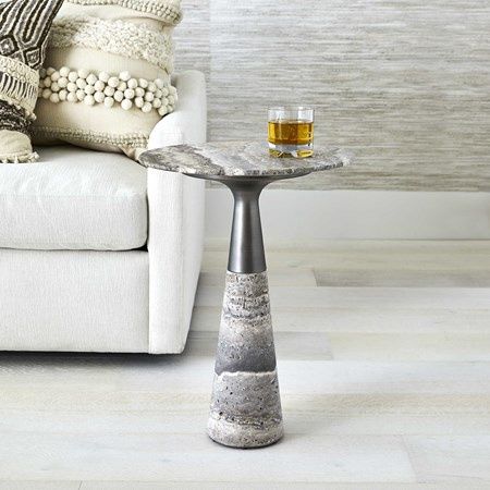Side Table-Layered Grey-Round