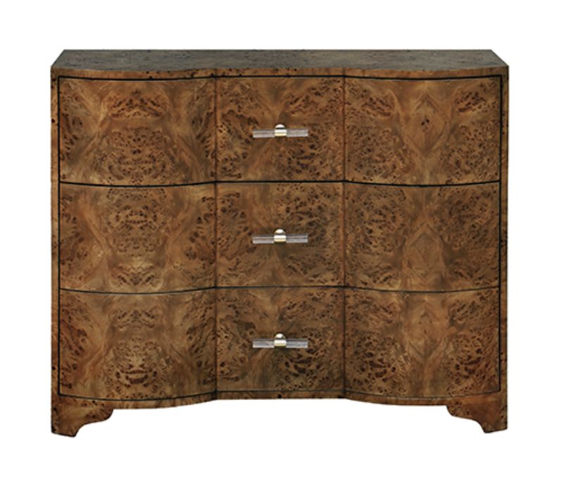 Chest-3 Drawers-Dark Burl/Acrylic