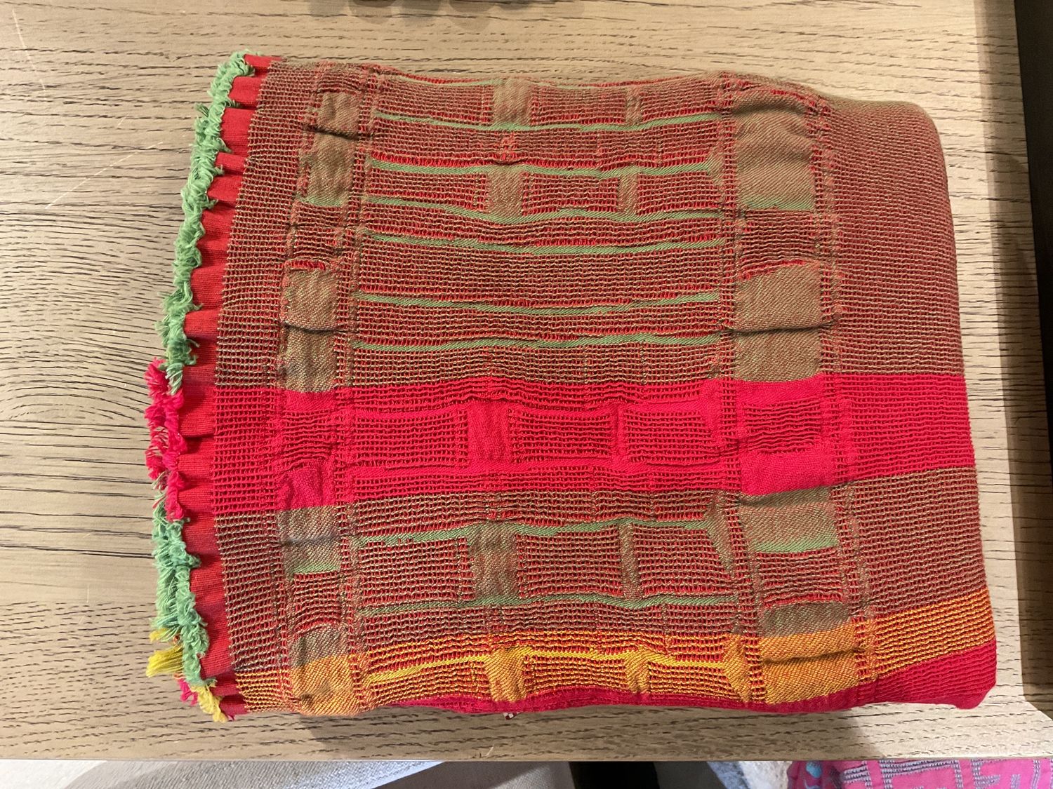 Throw-Pink/Green-Cotton